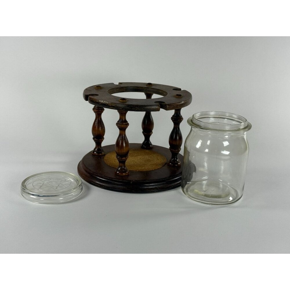 Vintage Cornwall Pipe Stand Wooden Holder w Container Rustic Decor Upcycled Bar